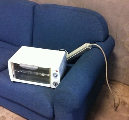 Toaster on a couch